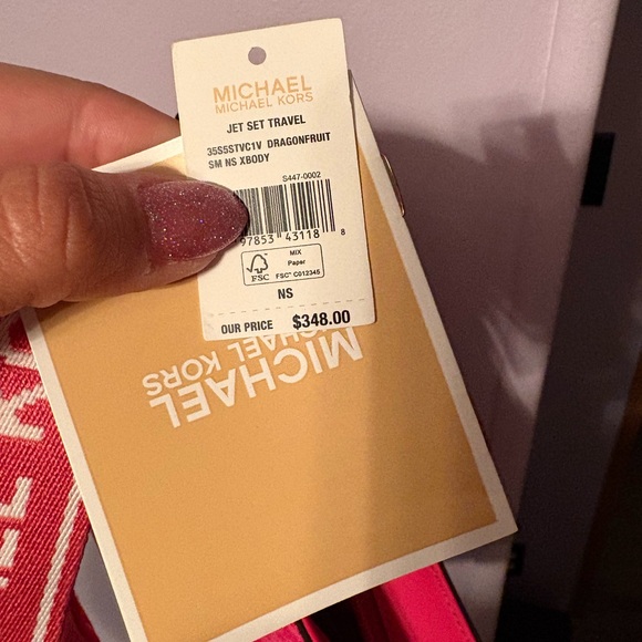 Michael Kors Pink Crossbody Bag purse jet set NWT - Picture 6 of 6